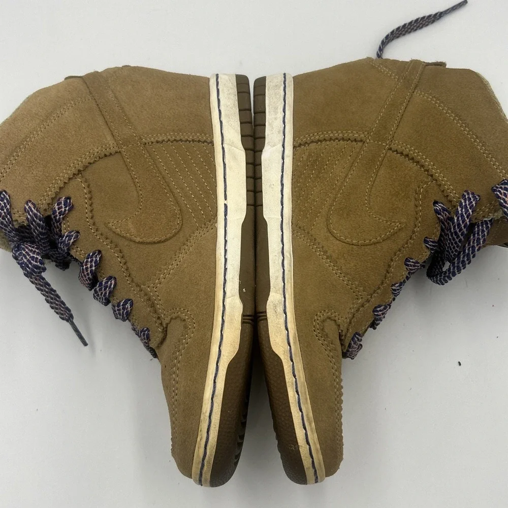 Nike Dunk High Sky Hi Brown Suede Filbert Sz 8 528899-201 Hidden Wedge Lace Up